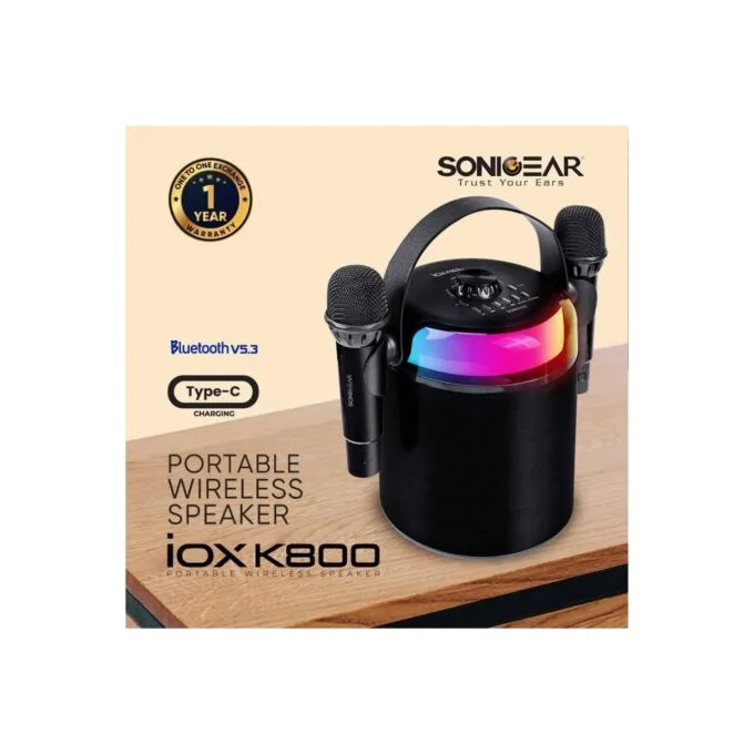 "SonicGear Portable Karaoke Kids Speaker BT Wireless Dual Mics iOX - K800 - Black" — image 5