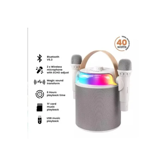 SonicGear Portable Karaoke Kids Speaker iOX White - K800 - BT Wireless Dual Mics — image 6