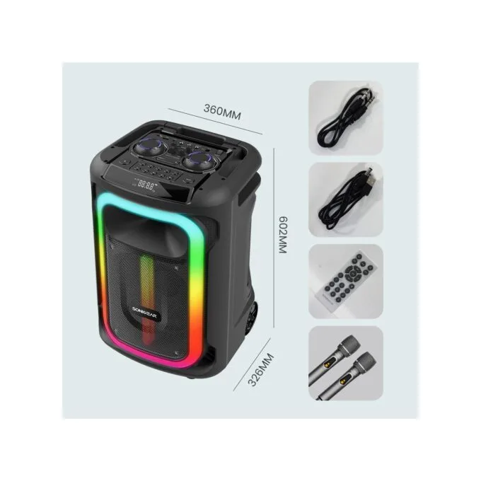 SonicGear Portable Karaoke Speaker - 1300 Pro - 12'' 240W TWS BT USB 2x Mics HYPERBOX — image 10