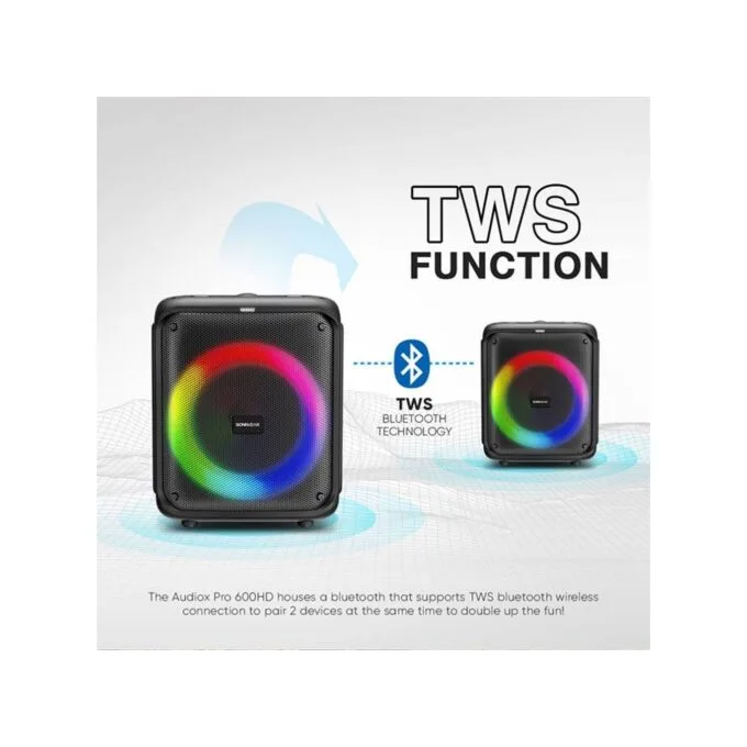 SonicGear Portable Karaoke Speaker - AudioXPro600HD - 90W BT USB FM with 1 Wireless Microphone — image 6