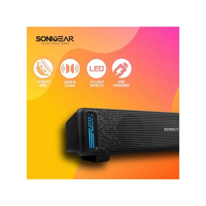 SonicGear SONICBAR USB RGB Soundbar Black - U200 - USB RGB Soundbar Black — image 3