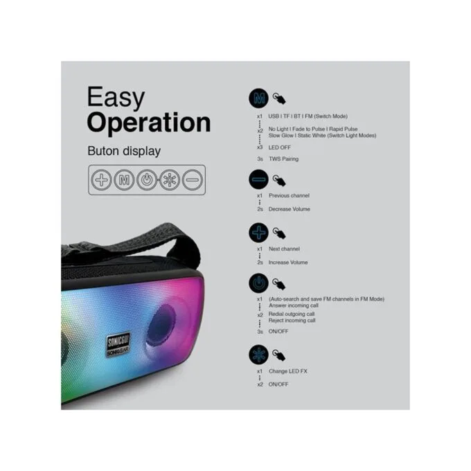 SonicGear - SONICGO!3 - RGB Portable Bluetooth Speaker with FM Radio & USB — image 3