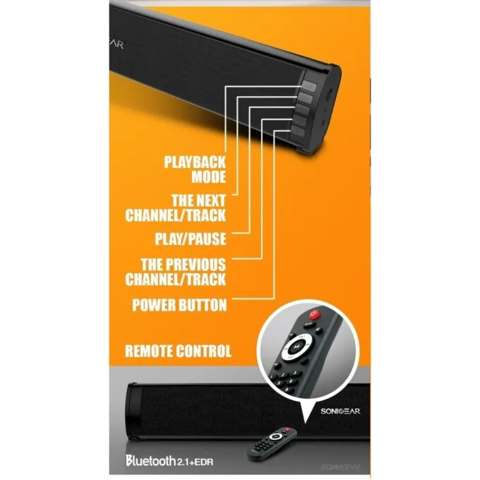 SonicGear Soundbar for TV PC - SONICBAR 3000 - 40W RMS Bluetooth, SD Card & FM — image 1