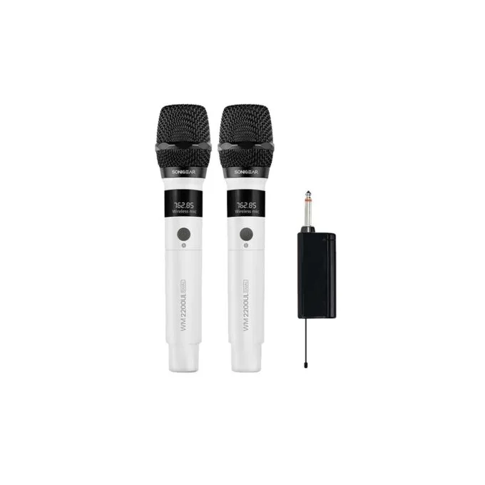 SonicGear - WM2200UL - DUAL White 2 x Wireless 2.4GHz Rechargeable Microphone Handsets with LED Display — image 1