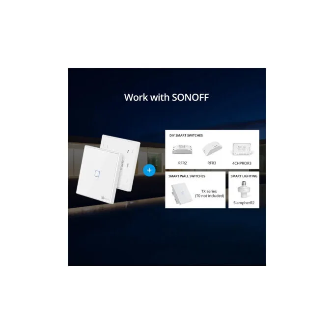 Sonoff T2EU1C-RF Smart Wall Touch Switch 1-Button White — image 3
