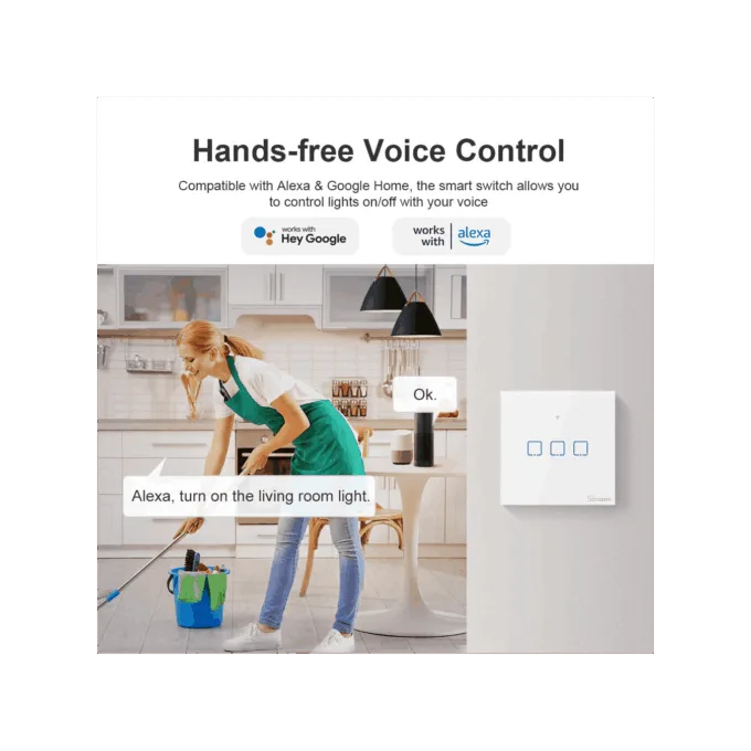 Sonoff WiFi Smart Wall Touch Switch - T2EU3C-TX - 3-Button White — image 1