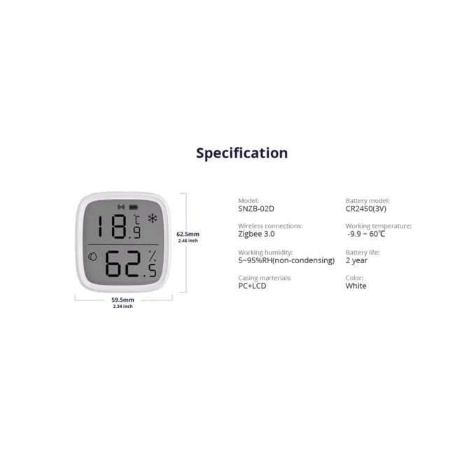 SONOFF Zigbee LCD Smart Temperature Humidity Sensor - SNZB-02D - Zigbee LCD Smart Temperature Humidity Sensor — image 13