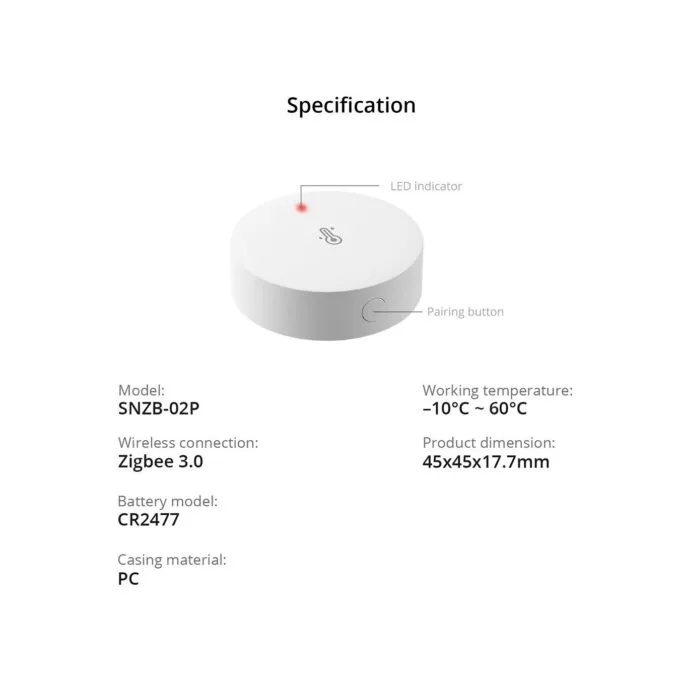 SONOFF Zigbee Smart Temperature Humidity Sensor - SNZB-02P - Zigbee Smart Temperature Humidity Sensor — image 14