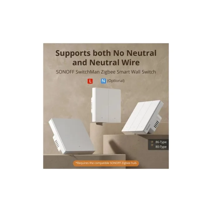 Sonoff Zigbee WiFi Smart Wall Mechanical Switch - M5 - No neutral, 2-Button White — image 2