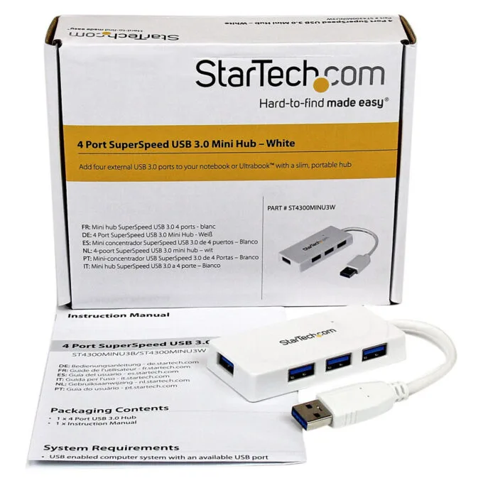 StarTech WHITE 4 PORT MINI USB 3.0 HUB — image 6