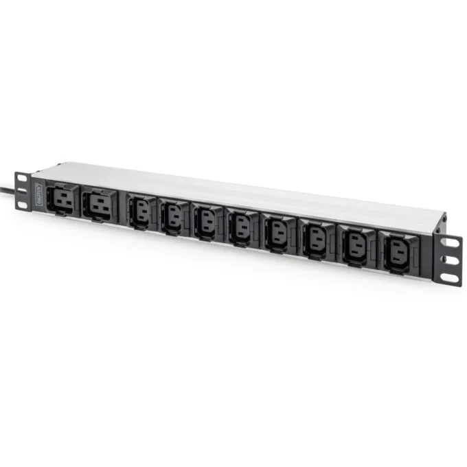 Steckdosenleiste Aluminium PDU 1U - DIGITUS - 16A 230VAC 50-60Hz, 8x C13, 2x C19, 2 m cable — image 1