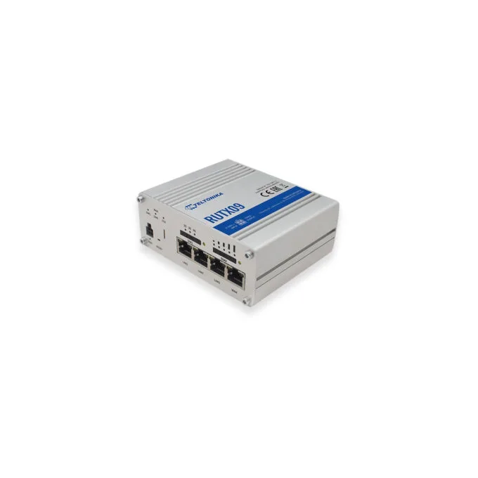 Teltonika RUTX09 - LTE Cat6 Industrial Router - Aluminium, 256MB RAM/Flash, 717MHz 4-core, 4x Gigabit LAN, USB2.0 — image 1