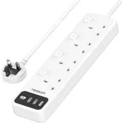 Tessan 4-Gang Extension - TS-B204 - 4-Gang Extension 3 USB-A 2m 13A