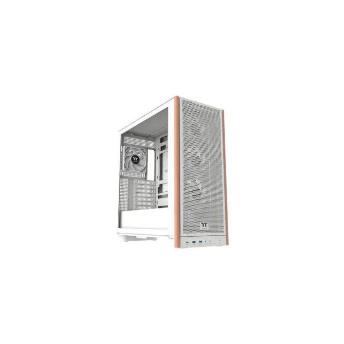 Thermaltake S370 WS Snow White Mid Tower Case - Wood Accents, 4x CT120 Fans - CA-11J-00M6WN-00 — image 1