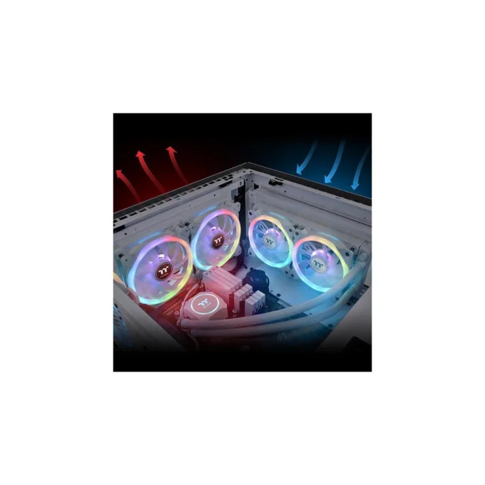Thermaltake SWAFAN 12 RGB Radiator Fan - 120mm White - 500–2000 RPM, Hydraulic Bearing, 3-Pack — image 4