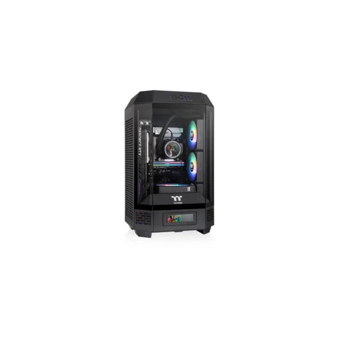 Thermaltake The Tower 250 - Mini-ITX PC Case, Black/White, 3.9" LCD, 360mm GPU Support — image 1