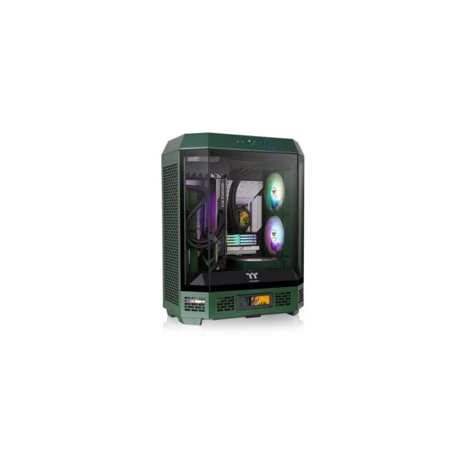 Thermaltake The Tower 600 TG - Mid Tower Gaming PC Case - Racing Green, Tempered Glass, USB-C — image 1