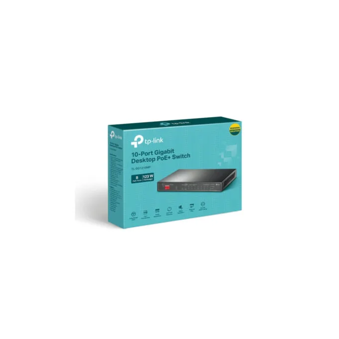 TP-Link 8-Port Gigabit PoE+ Switch - TL-SG1210MP - 8x PoE+ (30W), 1x SFP, Black, Unmanaged — image 4