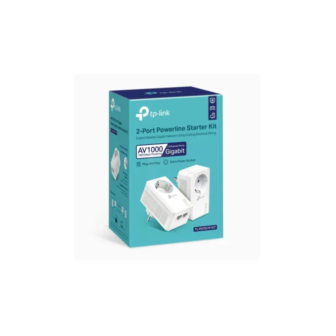 TP-Link Powerline Adapter Kit - TL-PA7027P KIT - AV1000 HomePlug AV2, 2x Gigabit Ports, Passthrough Socket — image 7