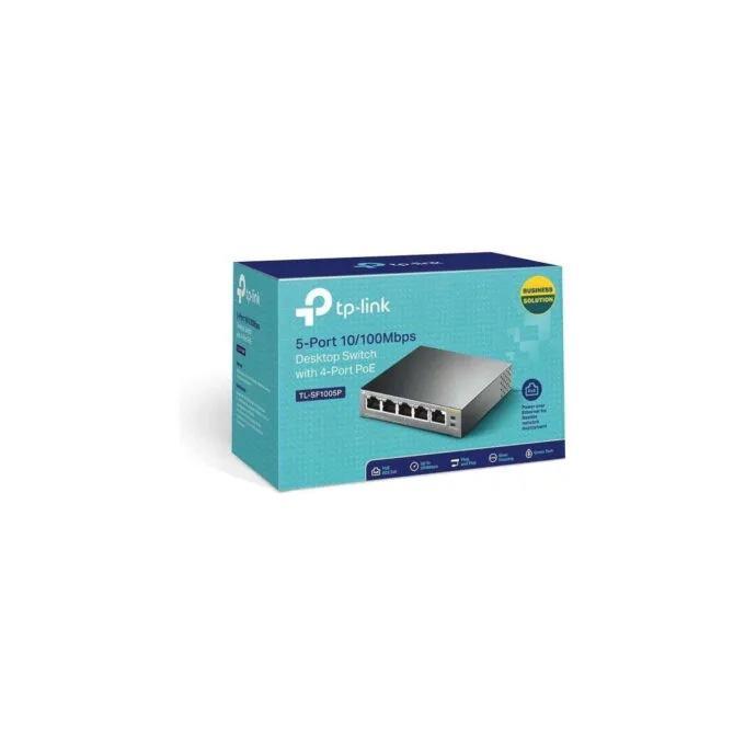 TP-Link TL-SF1005P - 5-Port Fast Ethernet Unmanaged Switch - 4x PoE (IEEE 802.3af), Desktop — image 1