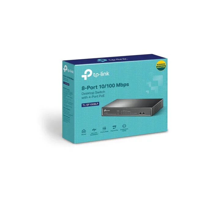 TP-Link TL-SF1008LP - 8-Port 10/100 Unmanaged Switch, 4x PoE+ (41W), Black, Fanless — image 3