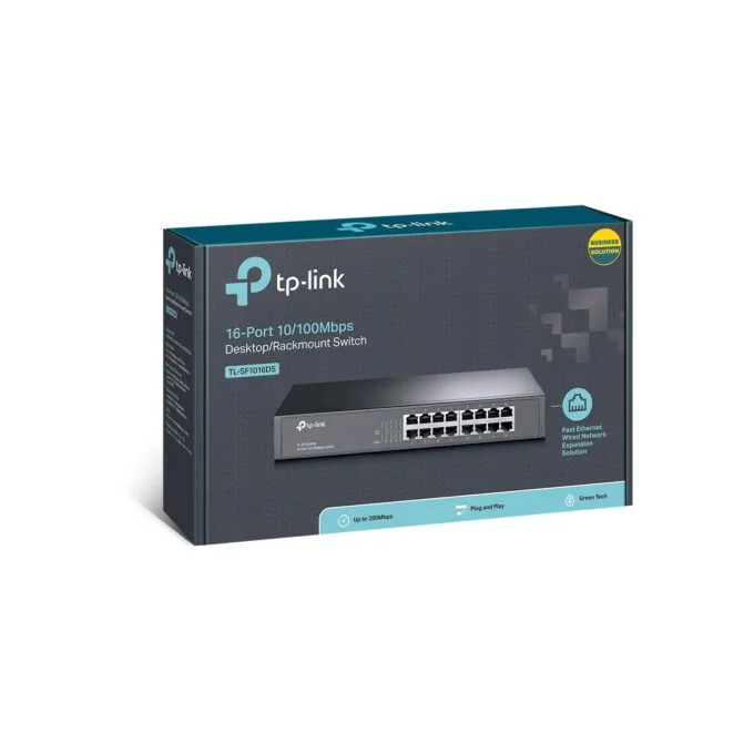 TP-Link TL-SF1016DS - 16-Port Fast Ethernet Switch - Unmanaged, 1U Rackmount, Fanless, Black — image 4