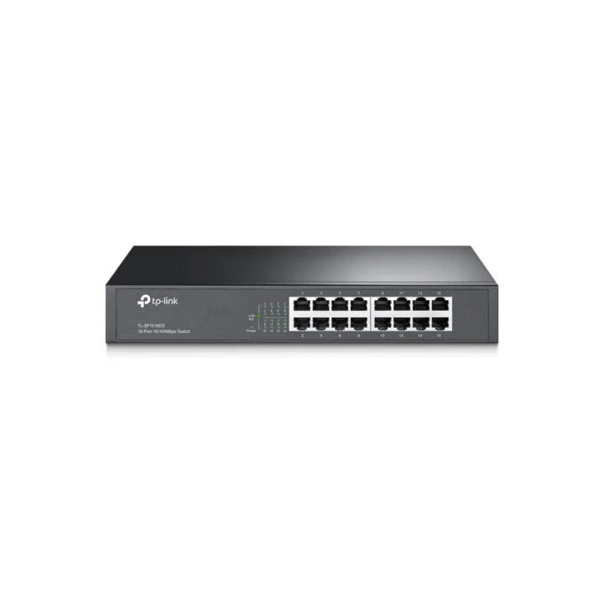 TP-Link TL-SF1016DS - 16-Port Fast Ethernet Switch - Unmanaged, 1U Rackmount, Fanless, Black — image 1