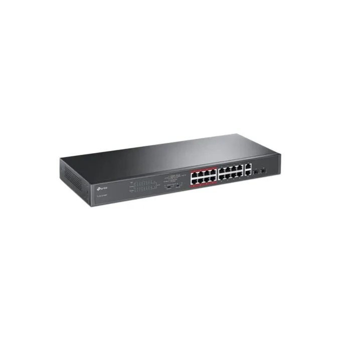 TP-Link TL-SL1218MP - 16-Port PoE+ Unmanaged Switch (16×10/100 + 2×Gigabit), 192W PoE Budget, Black — image 2