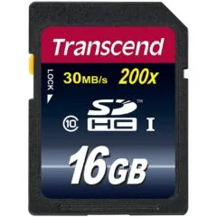 Transcend 16GB SDHC Card - Class 10 - Black