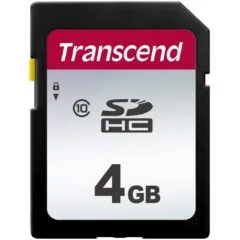 Transcend 300S SDHC Card - 300S - Black, 4GB, Class 10, 20/10 MB/s