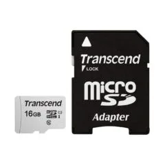 Transcend microSD Card 16GB - USD300S-A - microSD, 16GB, with Adapter
