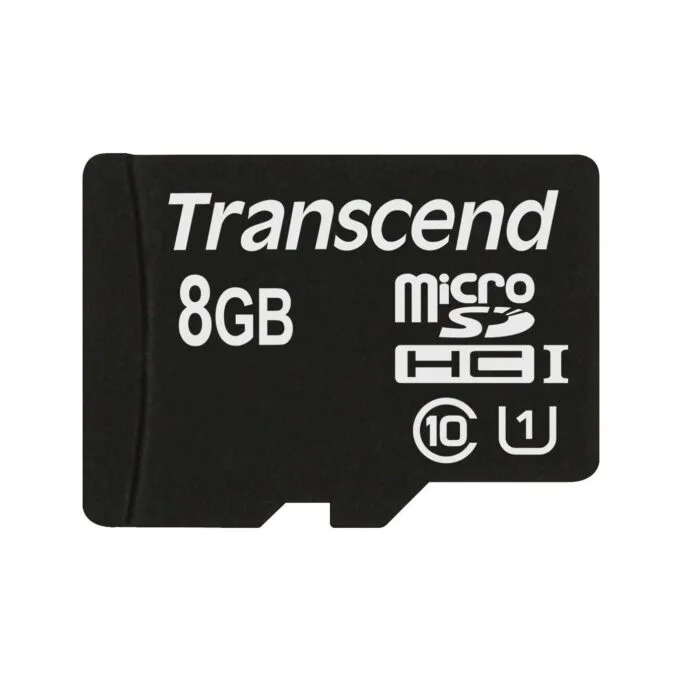 Transcend microSD Card 8GB SDHC UHS-I - Black/Red, 8GB, U1, Class 10, 90 MB/s — image 1