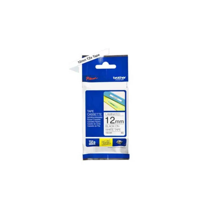 TZE231CIV 12mm 8M FLEXIBLE TAPE ROLL BLACK WHITE BROTHER — image 1