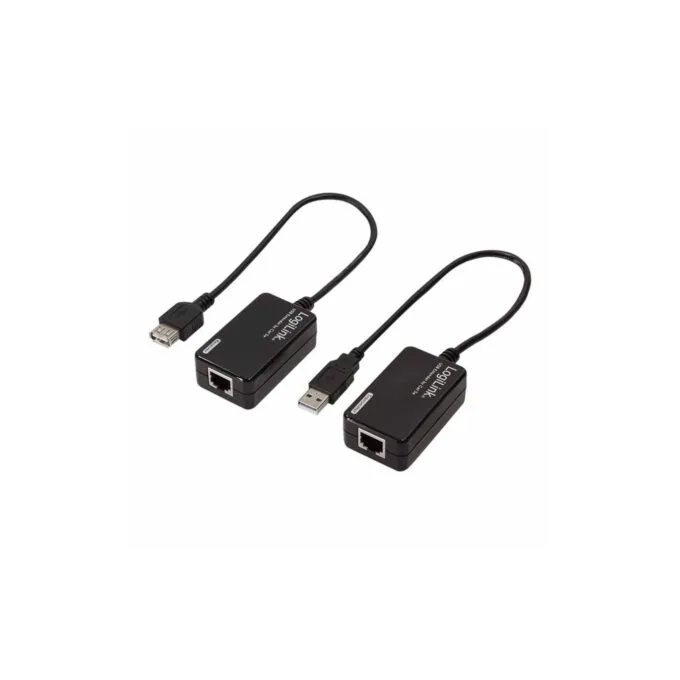 UA0021D USB 2.0 Cat.5 EXTENDER, 60 m, PIGTAIL, BLACK LOGILINK — image 1