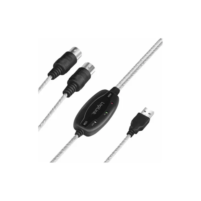 UA0037N 1.9m CABLE USB 1.1 TO 2X MIDI IN-OUT TRANSPARENT LOGILINK — image 1