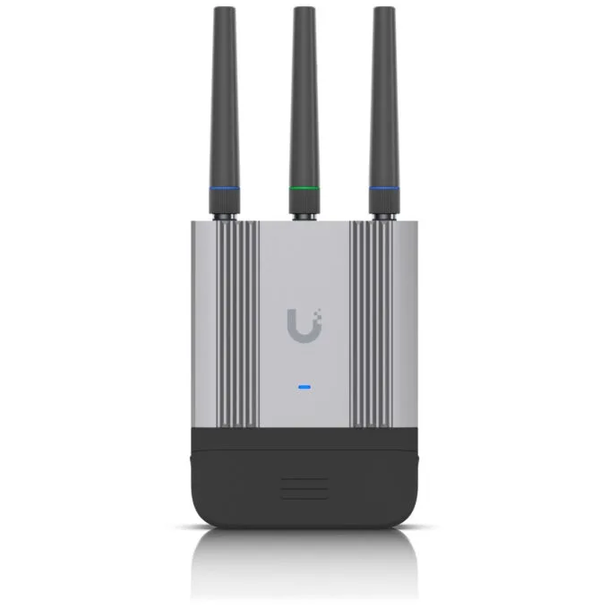 Ubiquiti UniFi UMR-Industrial - Cat 4 LTE Industrial Router - Black/Grey, PoE, GPS, NanoSIM, 2x GigE, 2.4 GHz Wi-Fi — image 1