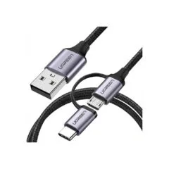 UGREEN USB-A to Micro USB + USB Type-C Cable 1m Black