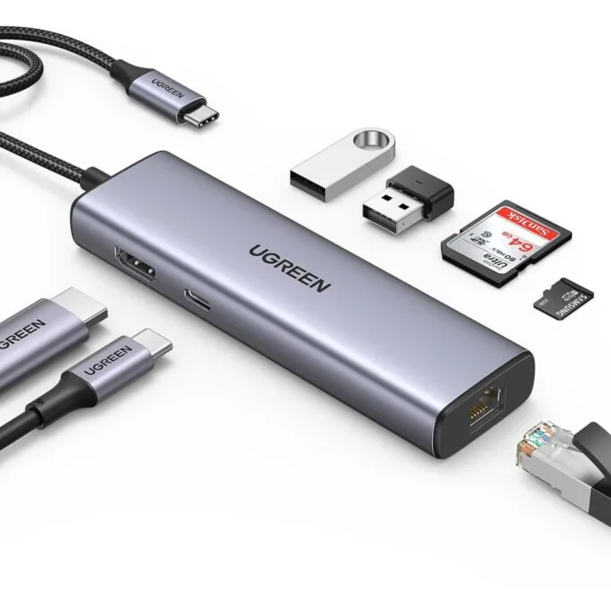UGREEN USB-C Hub - 2x USB 3.0, HDMI, RJ45, SD & TF, PD Port — image 1