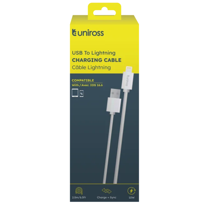 Uniross Cable USB-A to Lightning USB Cable - UCA003 - 2.0m — image 1