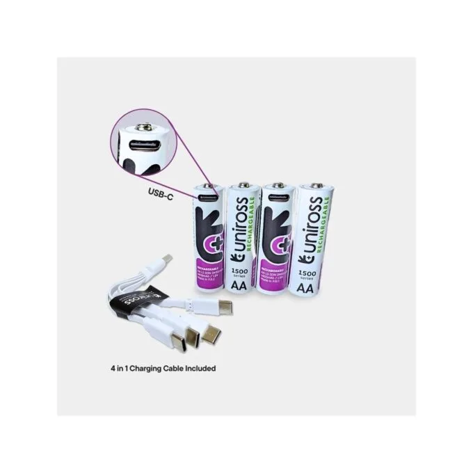 Uniross Rechargeable USB-C Lithium AA Batteries - 4pack — image 5