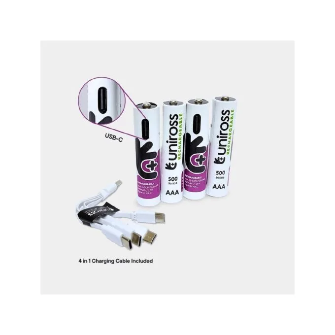 Uniross Rechargeable USB-C Lithium AAA Batteries - 4pack — image 3