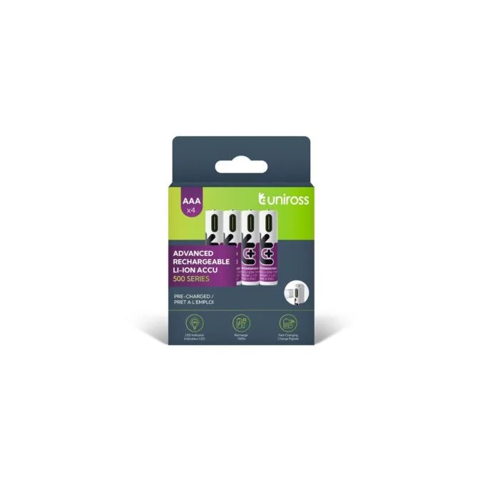 Uniross Rechargeable USB-C Lithium AAA Batteries - 4pack — image 1