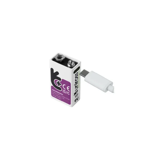 Uniross USB-C Rechargeable Lithium 9V Battery 400mah (1pc) - USB-C Rechargeable 9V Battery — image 2