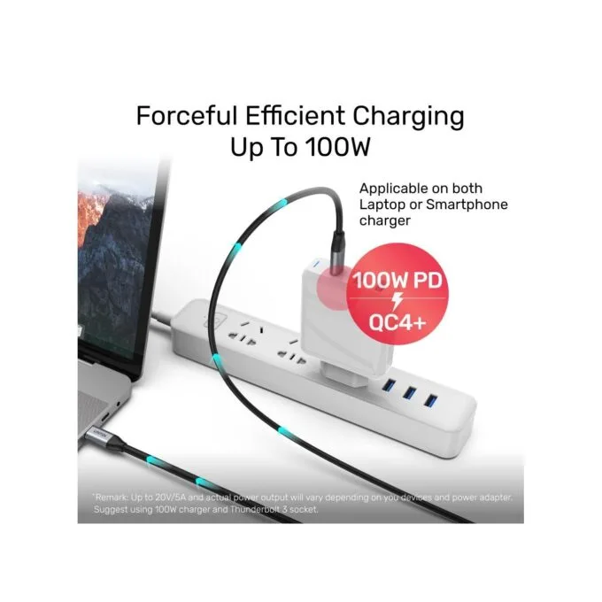 Unitek C14082ABK USB-C Cable PD100W 4K60Hz 10Gbps 1.0m — image 4