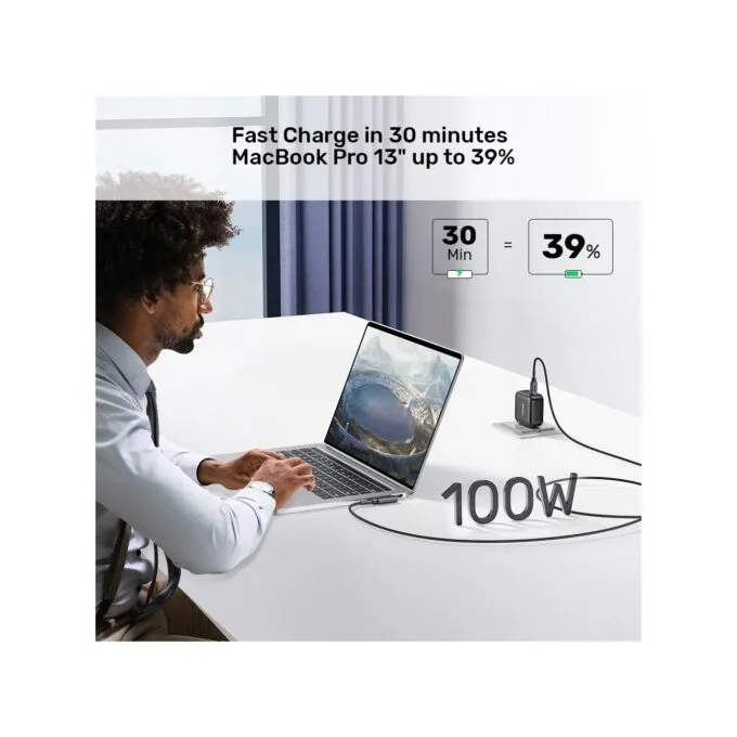 Unitek C14123BK-2M USB-C PD100W L-Shape 2m Cable — image 6