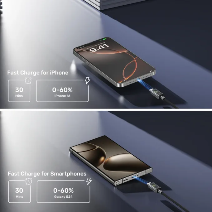 Unitek C14158A-1M USB-C to USB-C 60W PD Braided Cable w/ LED Display 1m — image 8