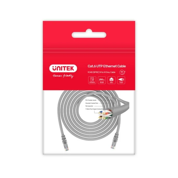 Unitek CAT6 CU Patch Cable - 1.0m - Grey — image 2