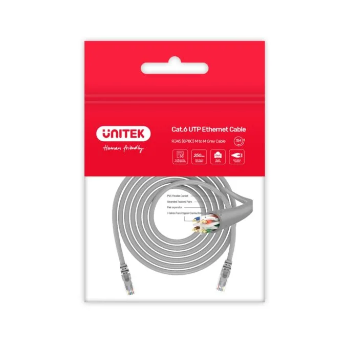 Unitek CAT6 CU Patch Cable - 3.0m - Grey — image 3