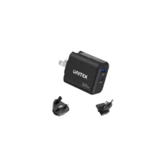 Unitek Charge Wall 35W 1xUSB-C PD & 1xQC 3.0 UK EU US - P1119A - Black