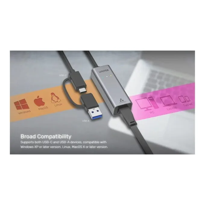 Unitek Converter USB-C to LAN Gigabit Ethernet+USB-A - Y-3465A - USB-C to LAN Gigabit Ethernet+USB-A — image 7